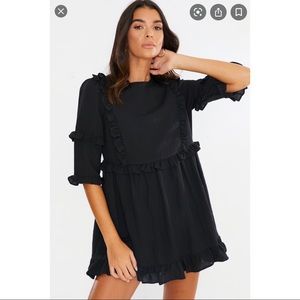 Lorna Luxe X In the Style -Black Ruffle Mini Dress